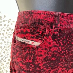 Diesel Red/Black Velvet Slim Jeans Sz. 27 Y2K